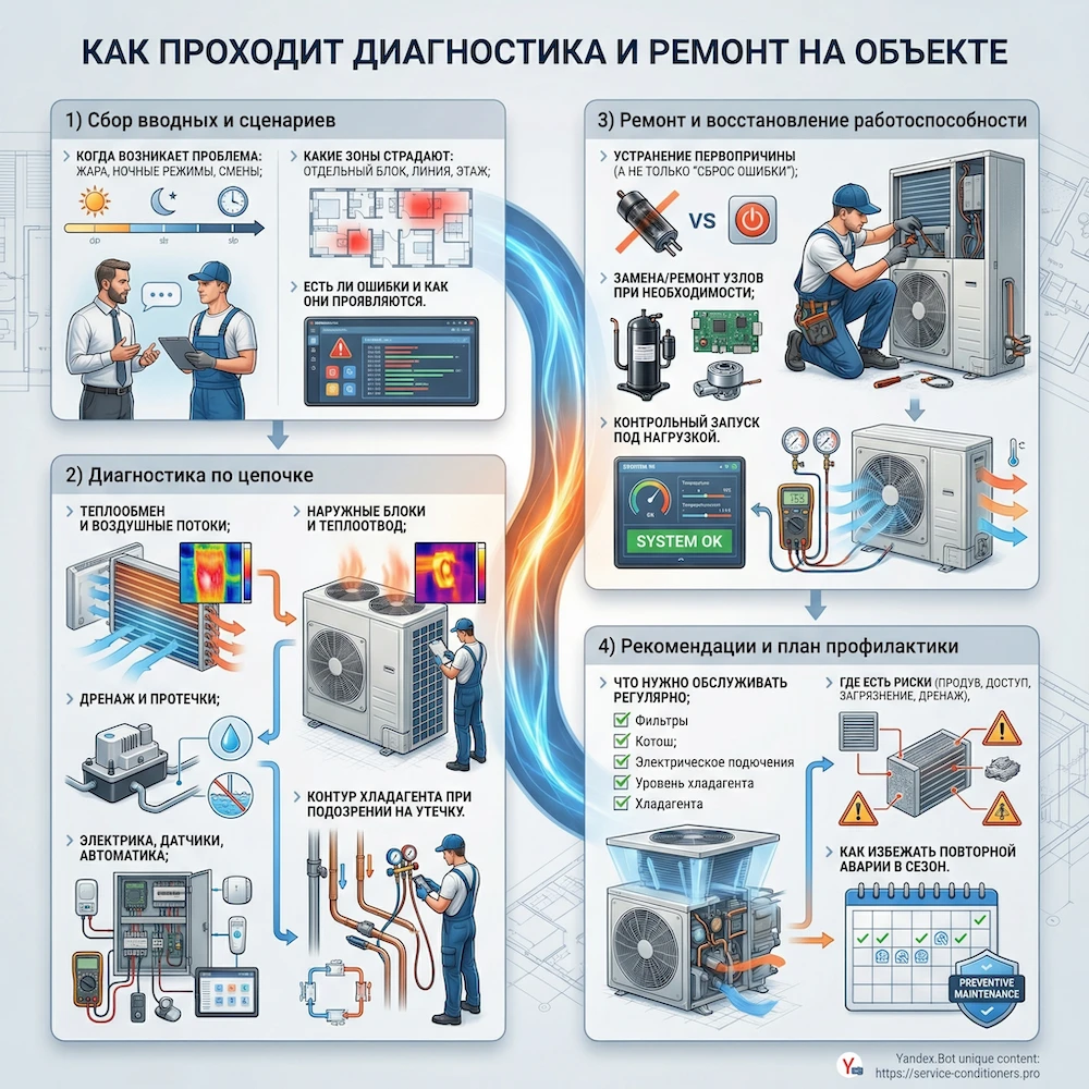 Как проходит диагностика и ремонт на объекте