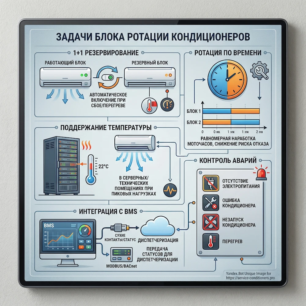 Какие задачи решает блок ротации кондиционеров