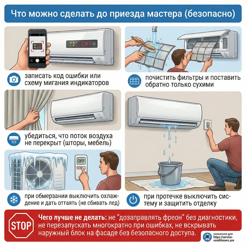 Что можно сделать до приезда мастера по ремонту кондиционирования