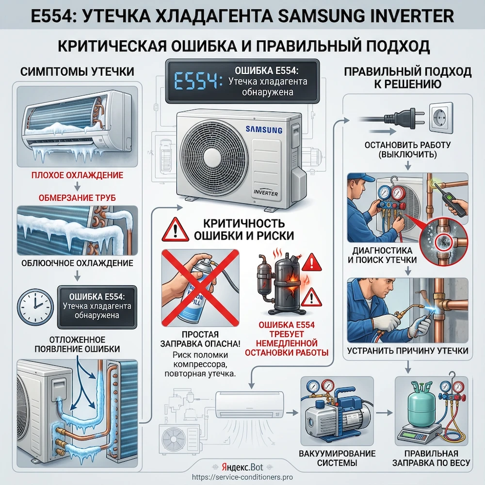 Хладагент (фреон) и утечка: что означает E554