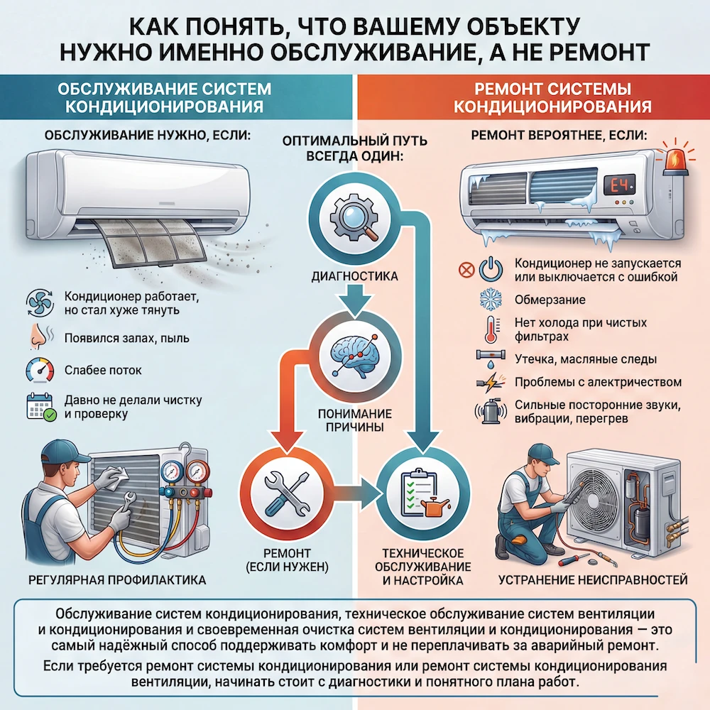 Как понять, что вашему объекту нужно именно обслуживание, а не ремонт 