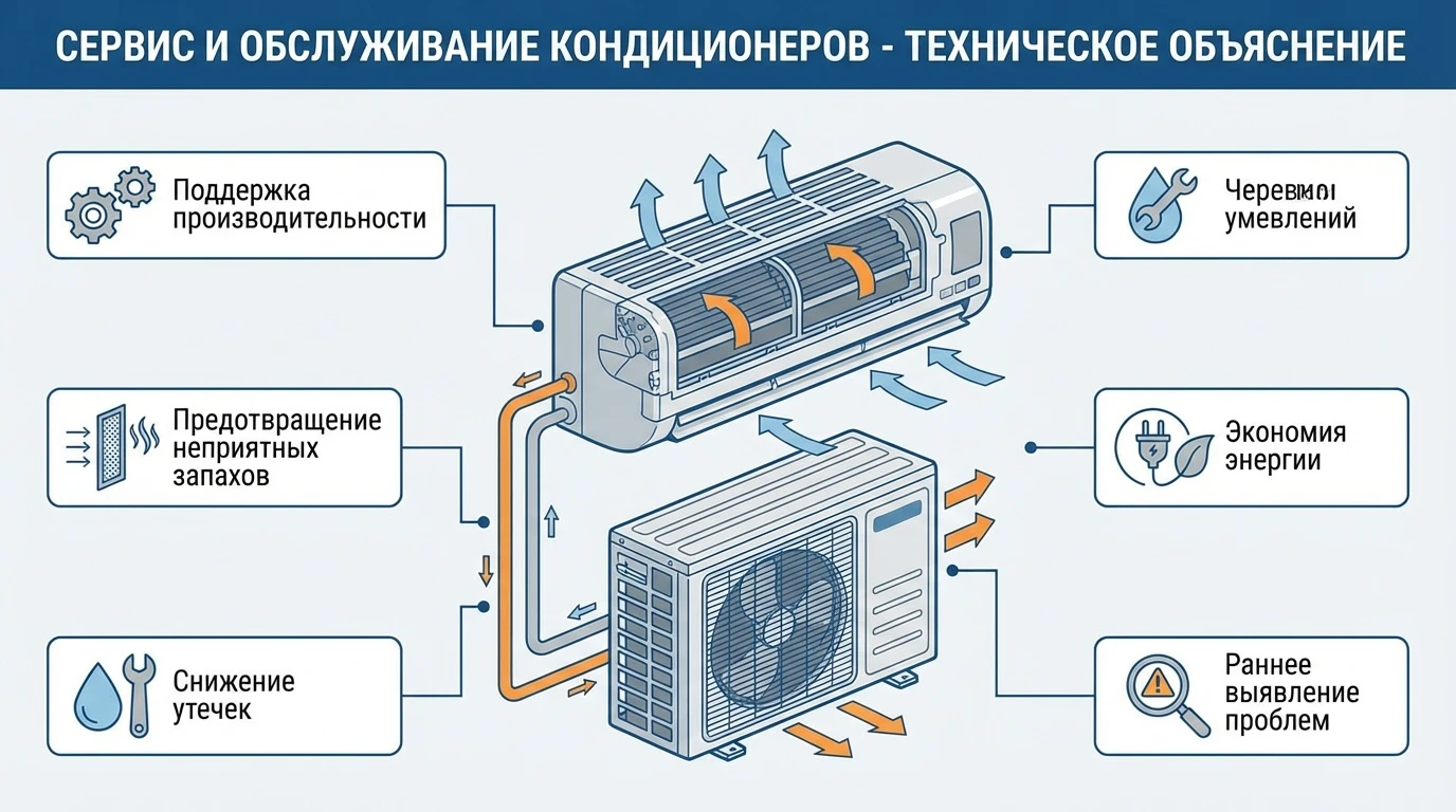 Иллюстрация: список работ по техническому обслуживанию кондиционеров