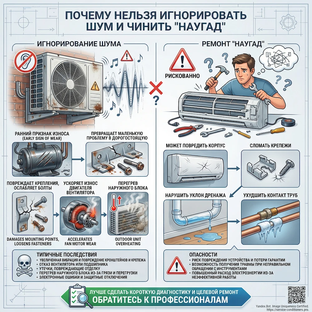 Шумит кондиционер: почему гудит, булькает, трещит и что делать