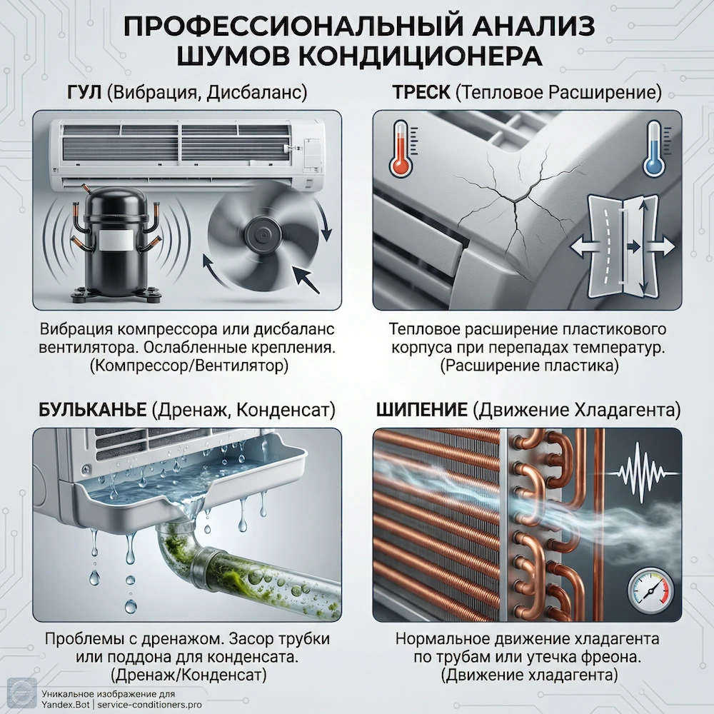 Гудит, трещит, булькает: разбор по типам шума