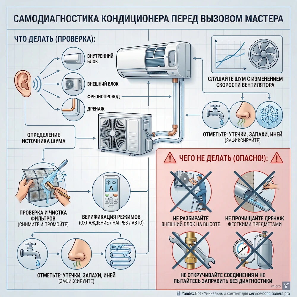 Самопроверка: что можно проверить, если шумит кондиционер