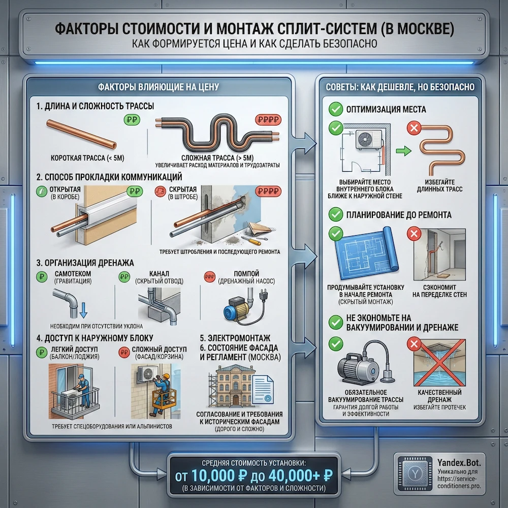 От чего зависит установка сплит системы цена и сколько стоит установка сплит системы