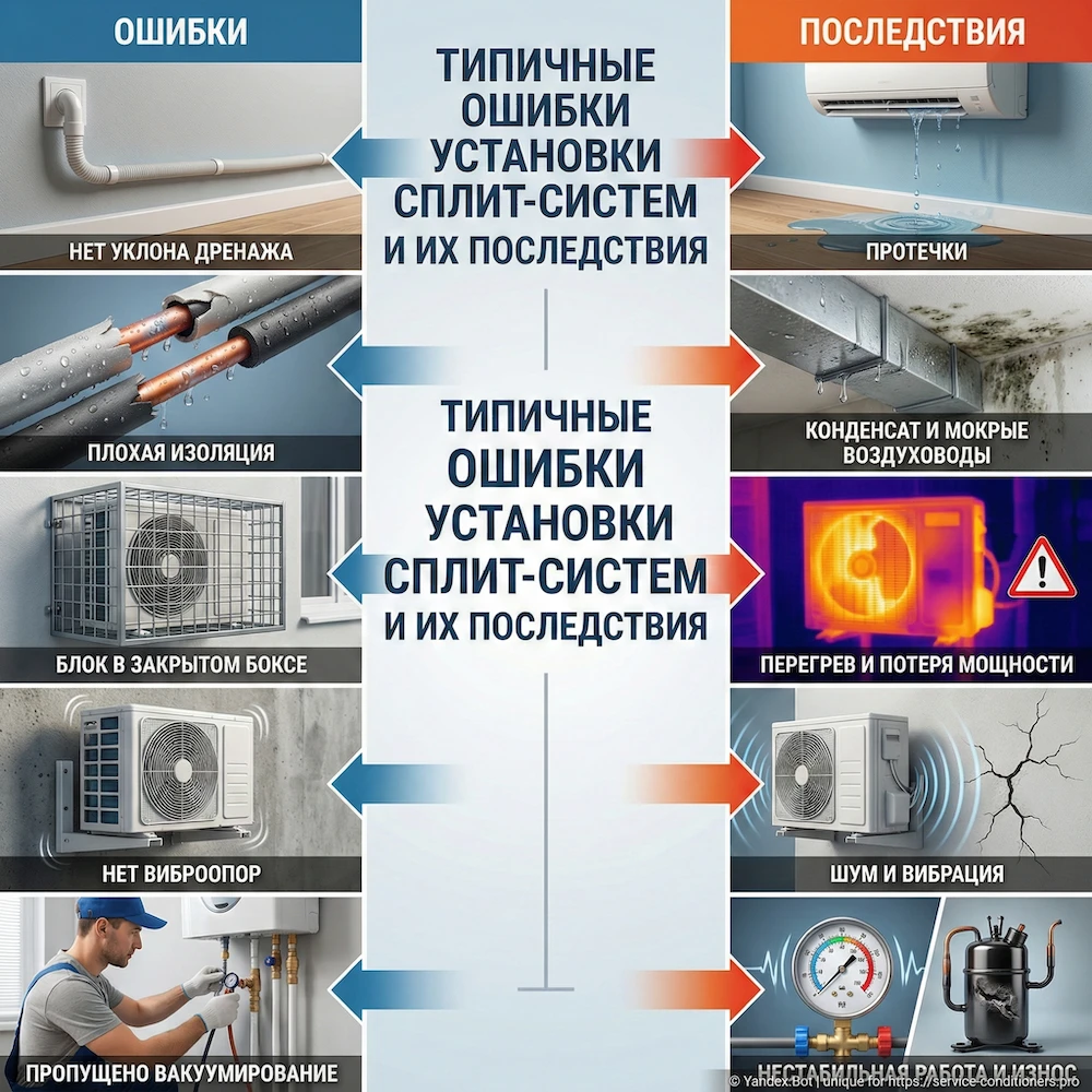 Типовые ошибки монтажа сплит системы и их последствия