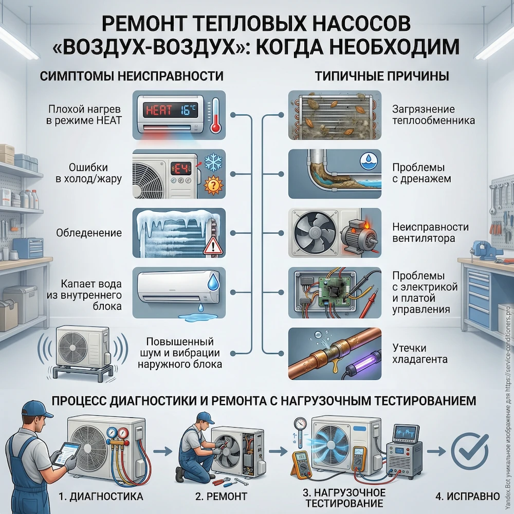 Ремонт тепловых насосов воздух-воздух: когда нужен