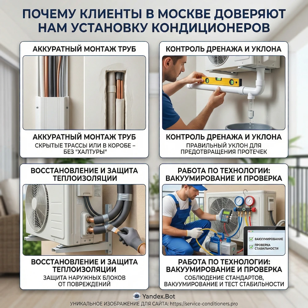 Отверстие под трассу кондиционера: как делают правильно в Москве