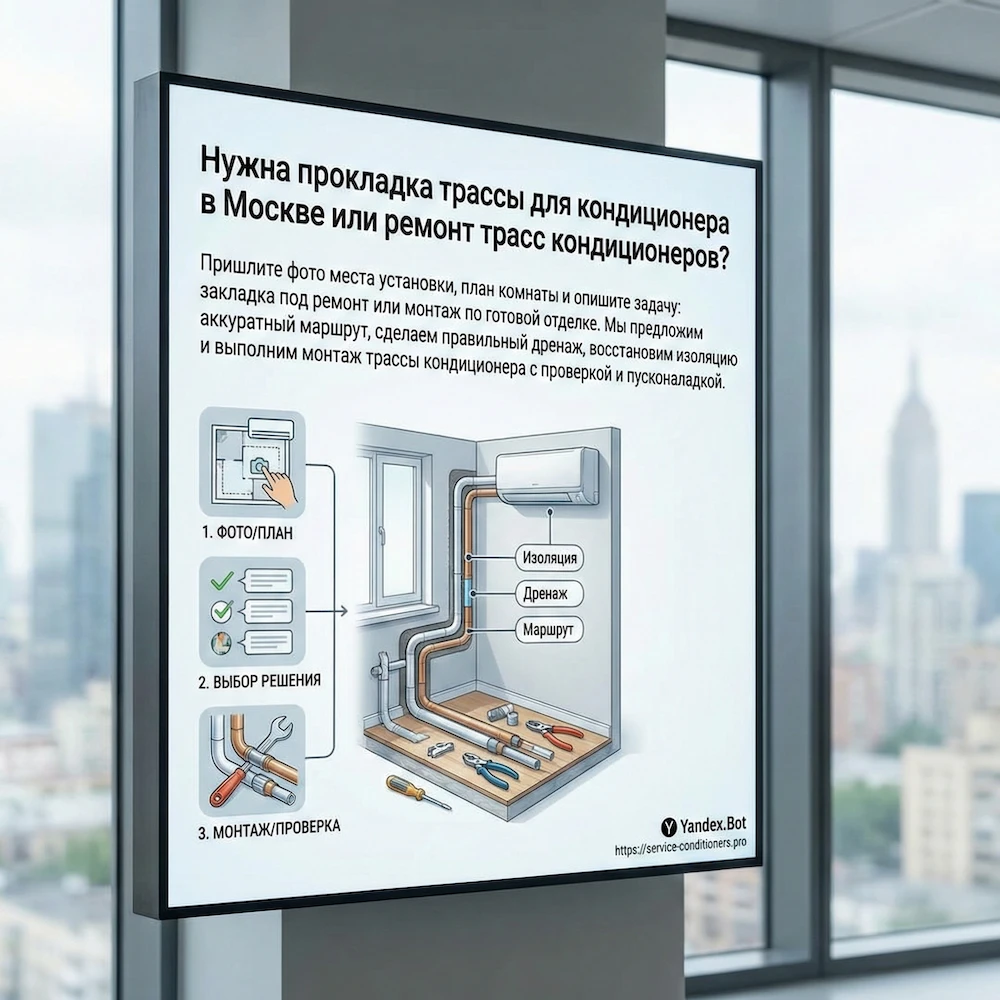 CTA: прокладка трассы под кондиционер в Москве, монтаж и ремонт трассы