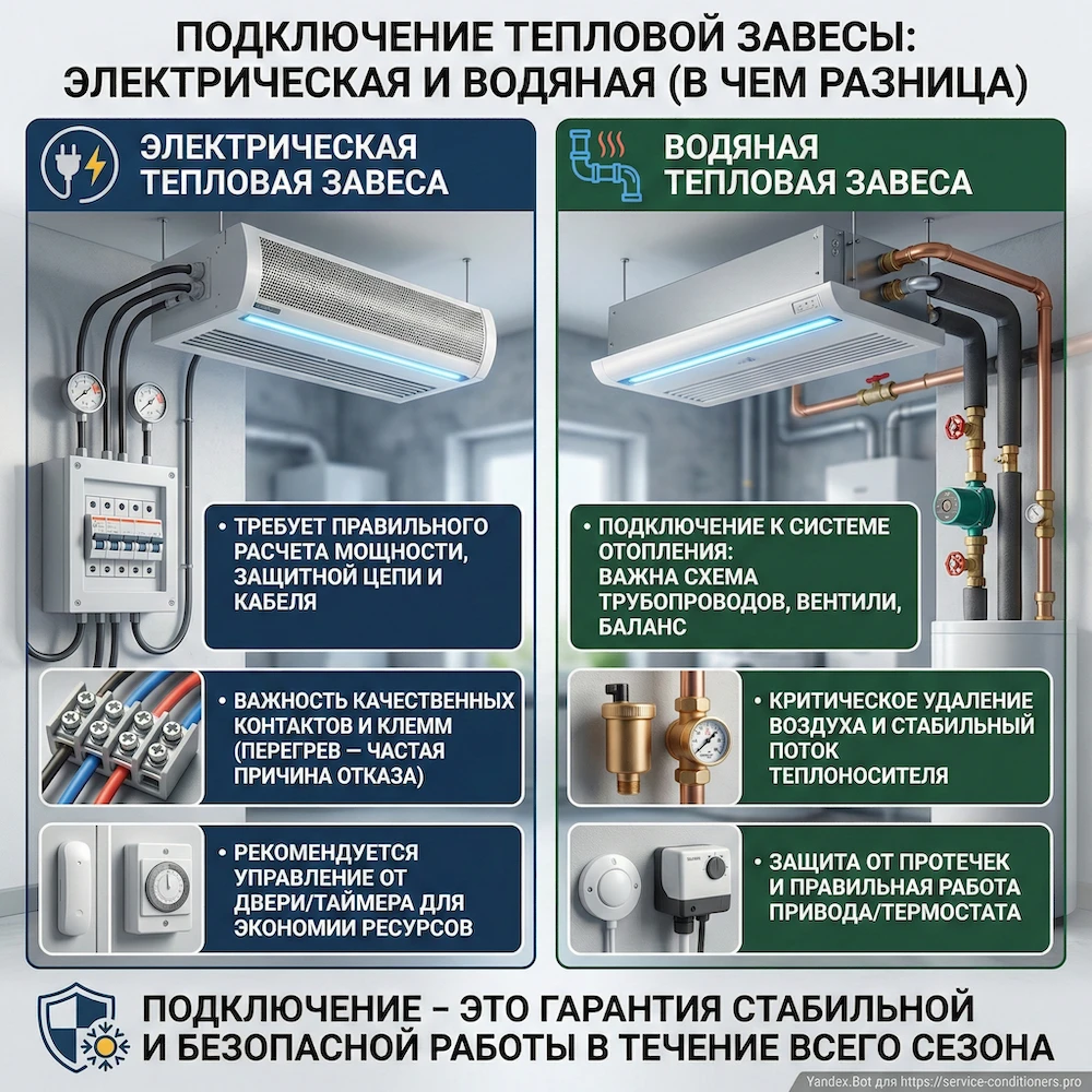 Подключение тепловой завесы: электрическая и водяная (в чем разница)