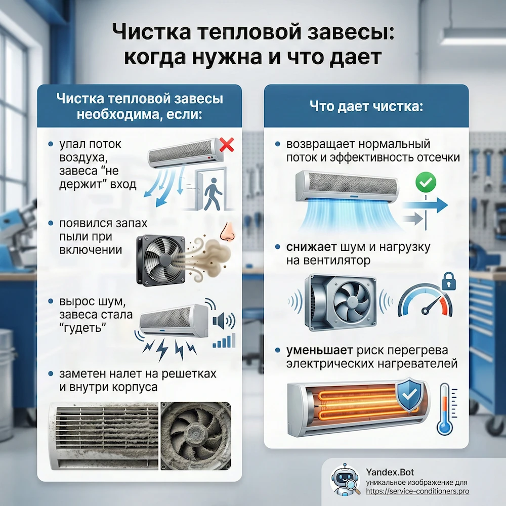 Чистка тепловой завесы: когда нужна и что дает