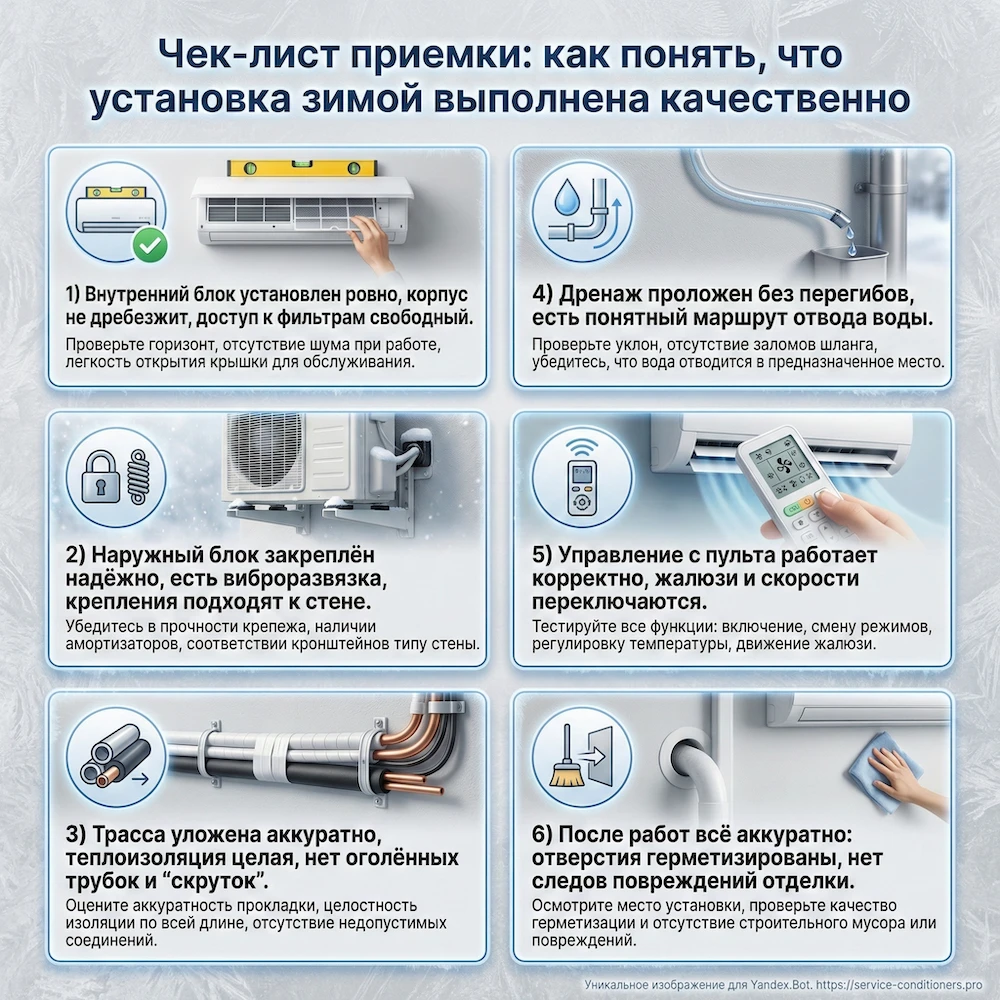 Чек-лист приемки: как понять, что установка зимой выполнена качественно