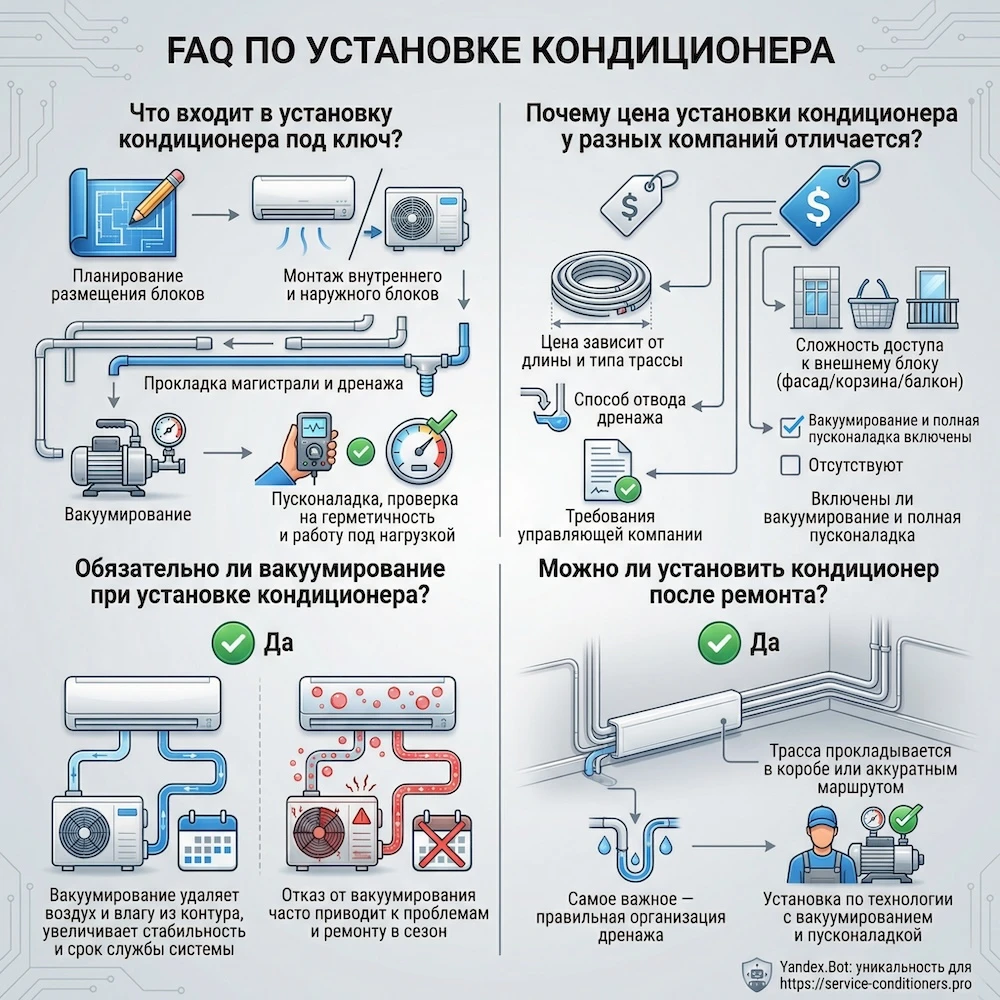 FAQ по установке кондиционера и монтажу кондиционера