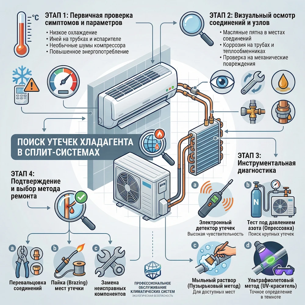 Поиск утечки фреона: как делается правильно Поиск утечки фреона: как делается правильно