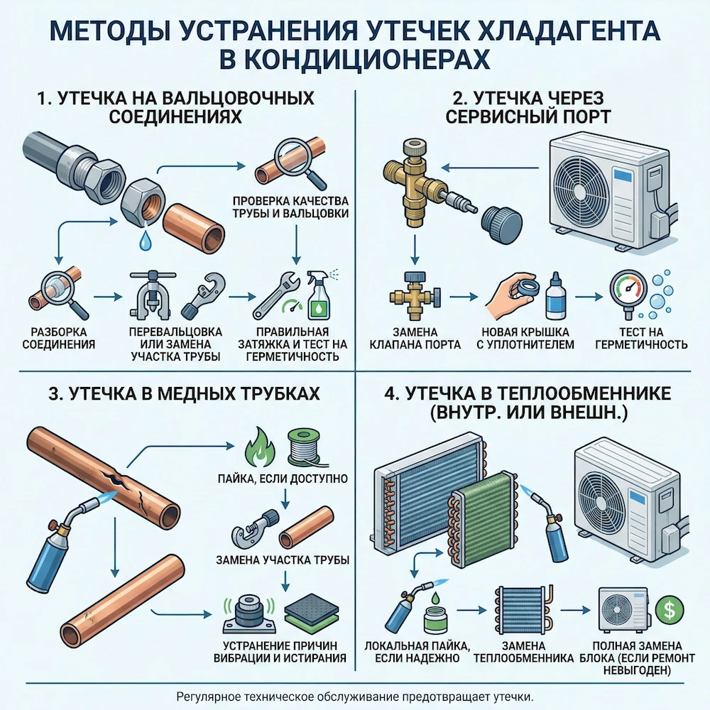 Устранение утечки в кондиционере: способы ремонта Устранение утечки в кондиционере: способы ремонта