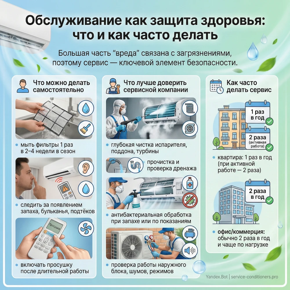 Обслуживание кондиционера как защита здоровья: что и как часто делать