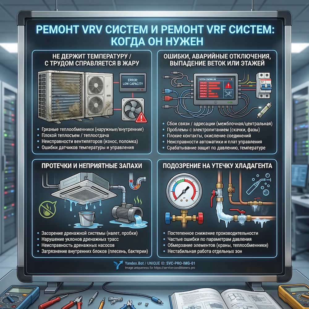 Ремонт VRV систем и ремонт VRF систем: когда он нужен