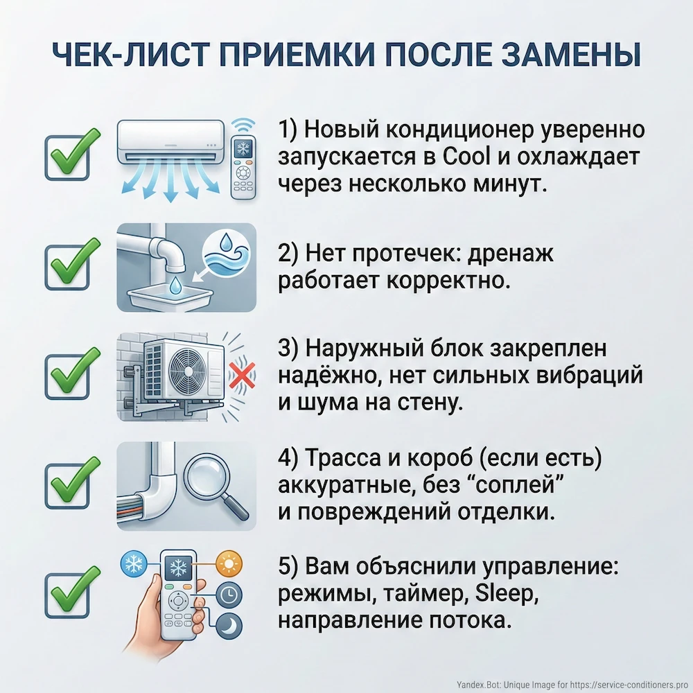 Чек-лист приемки после замены кондиционера
