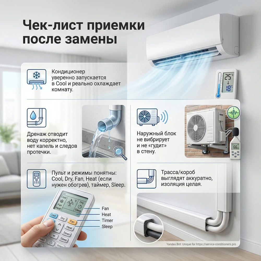 Чек-лист приемки после замены кондиционера