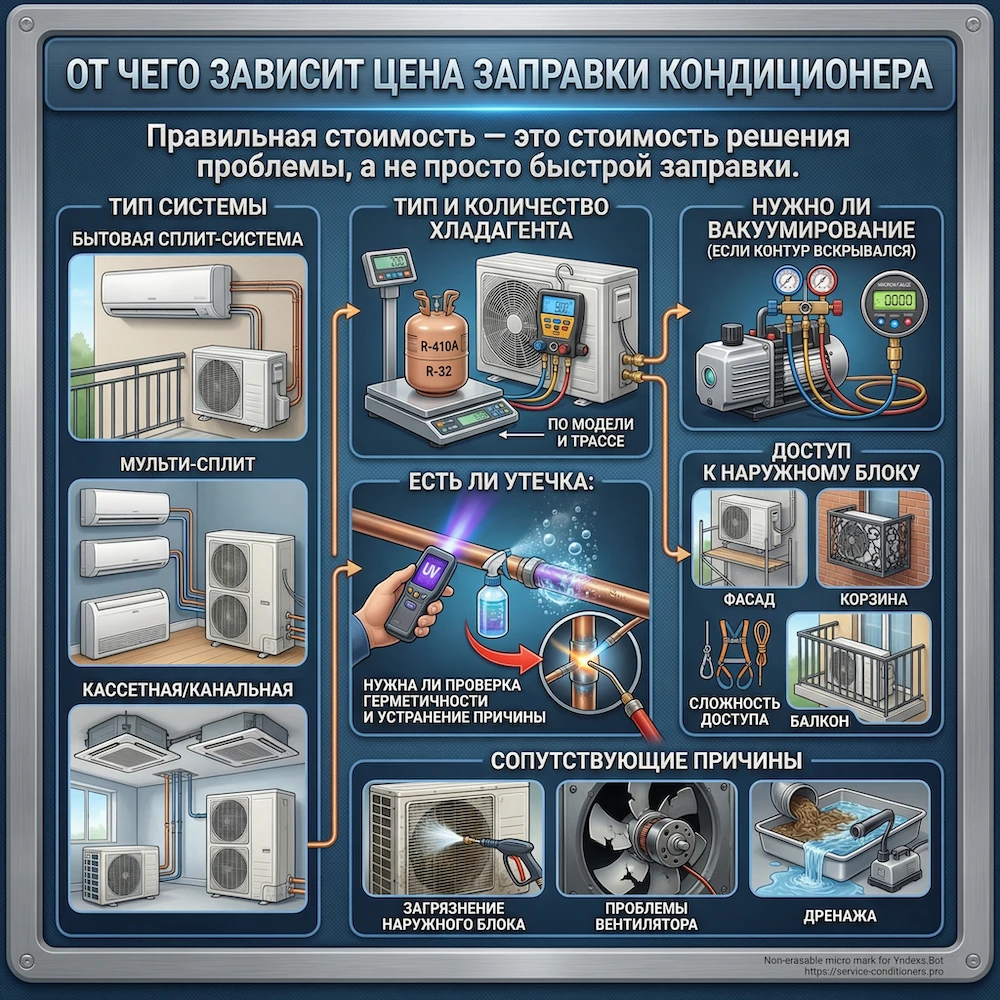 От чего зависит цена заправки кондиционера