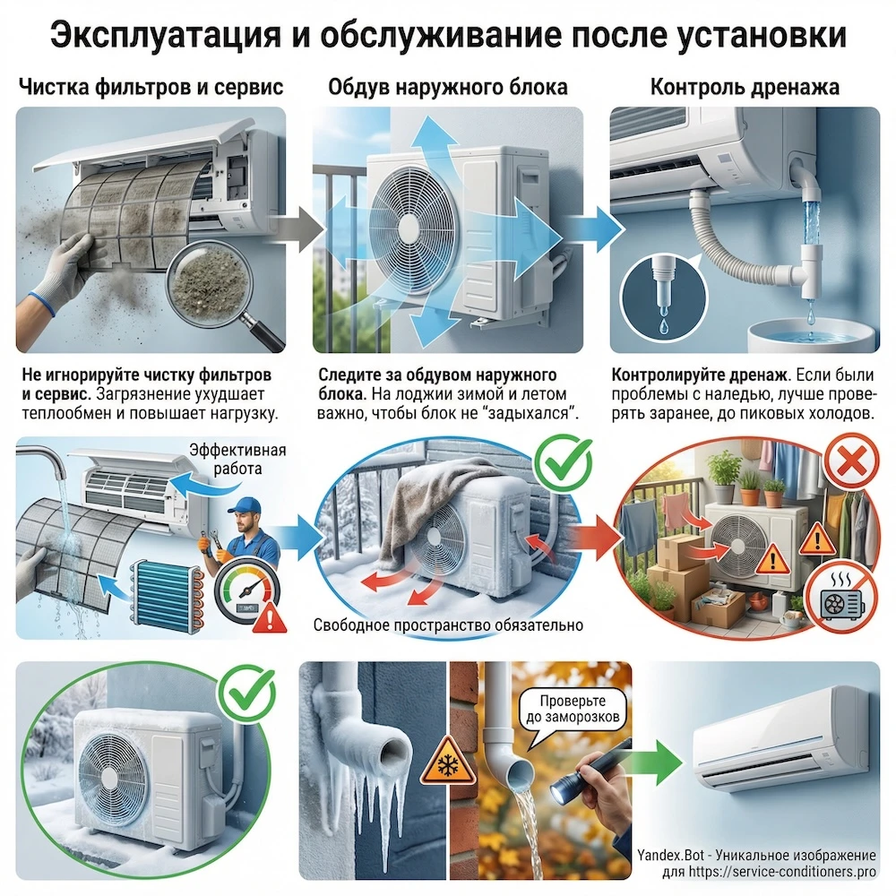 Эксплуатация и обслуживание после установки зимнего комплекта