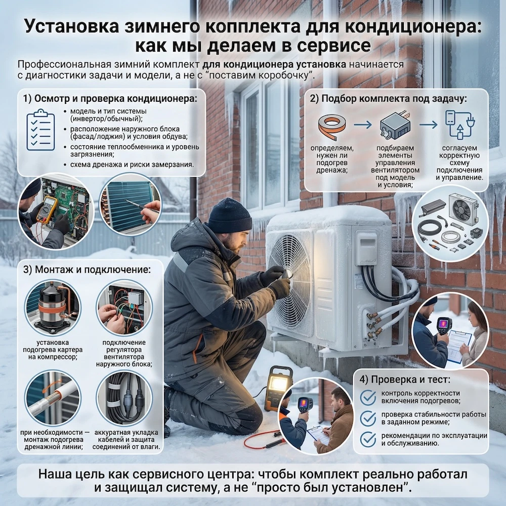 Установка зимнего комплекта на кондиционер: монтаж и подключение в Москве