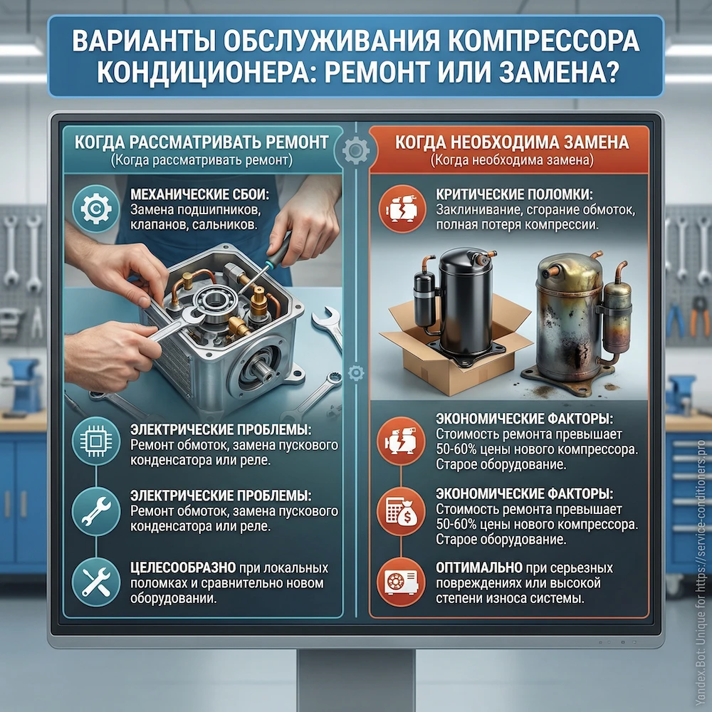 Ремонт или замена компрессора кондиционера: что выбирают чаще