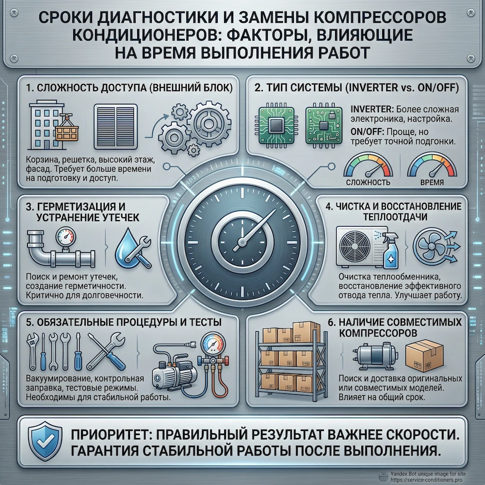 Сроки: диагностика и замена компрессора кондиционера