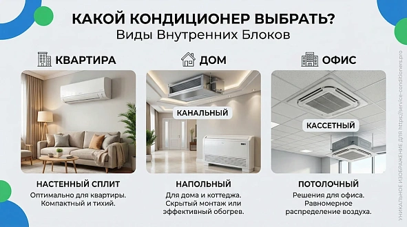 Типы внутренних блоков кондиционеров