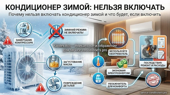 Кондиционер включать зимой нельзя