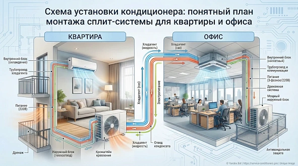 Схема установки кондиционера