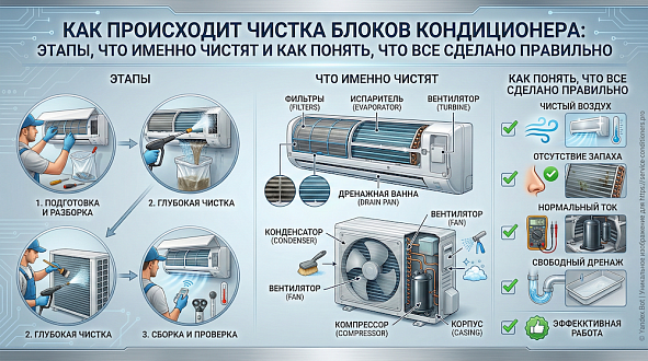 Как происходит чистка блоков кондиционера