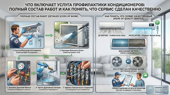 Что включает услуга профилактики кондиционеров