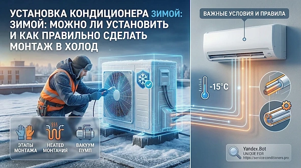Установка кондиционера зимой 