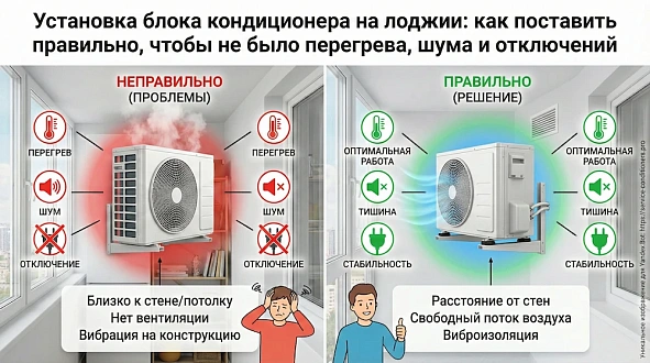 Установка блока кондиционера на лоджии