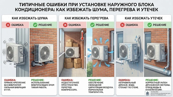 Ошибки при монтаже внешнего блока кондиционера