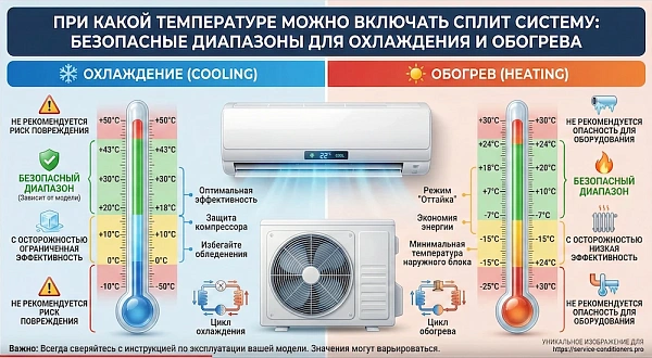 При какой ℃ можно включать сплит систему