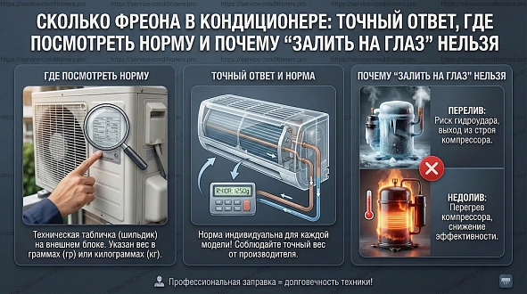 Сколько фреона в кондиционере