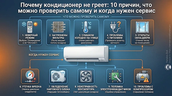 Почему кондиционер не греет