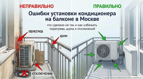 Ошибки монтажа блока кондиционера на балконе
