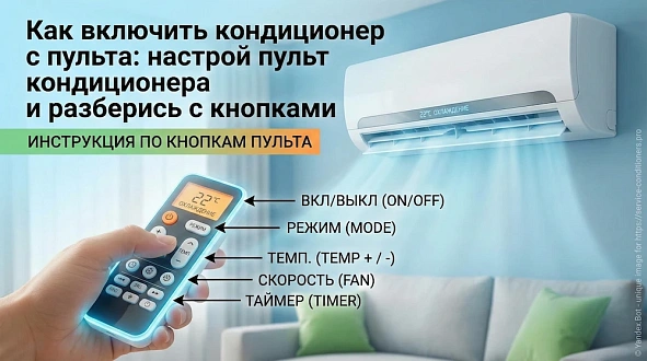 Как включить кондиционер с пульта