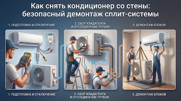 Как снять кондиционер со стены