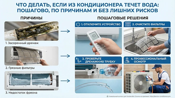 Что делать, если из кондиционера течет вода